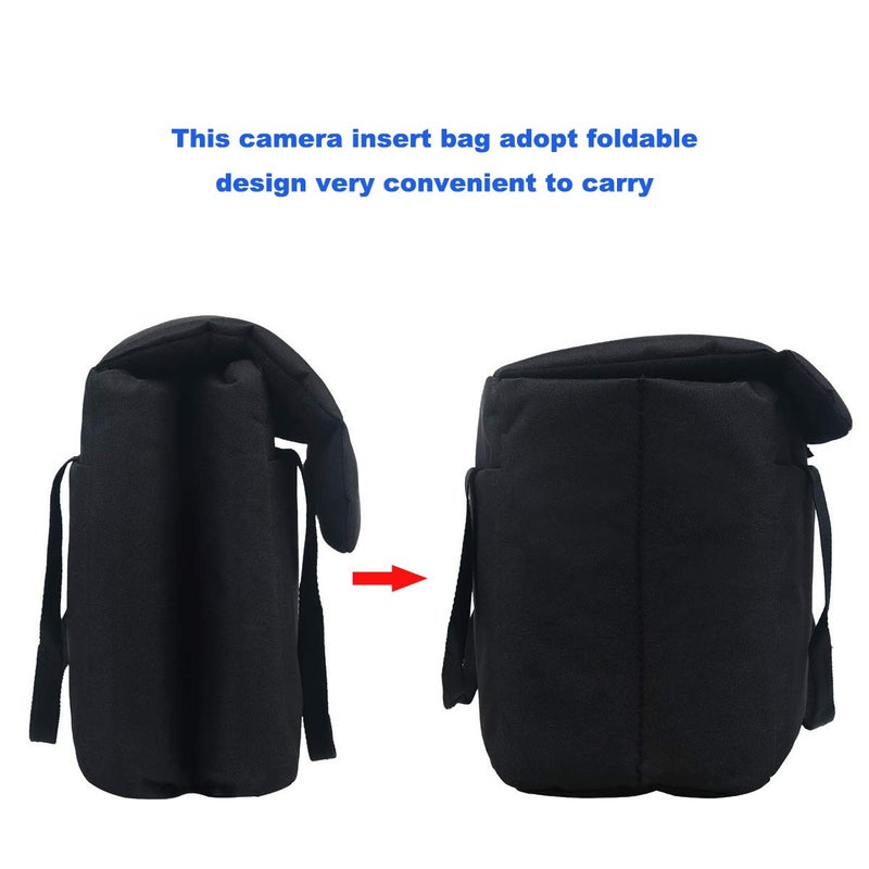 BOMKEE Camera Inserts Lens Padded Insert Liner DSLR SLR Protective Bag Camera Cube Roomy Case Waterproof Foldable pouch for Camera Lens Accessories Sony Canon Nikon Olympus (Black) - Image 3